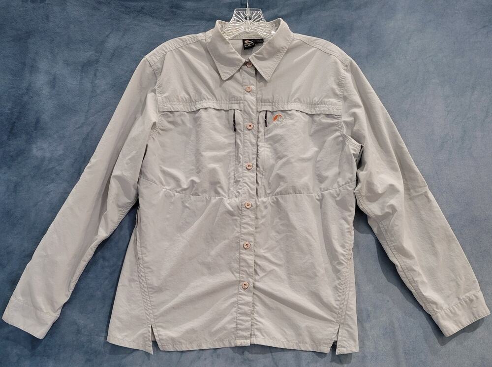 Lowe Alpine Shirt Woman's XL Grey Nylon Walking Hiking Fishing Ripstop Vented
